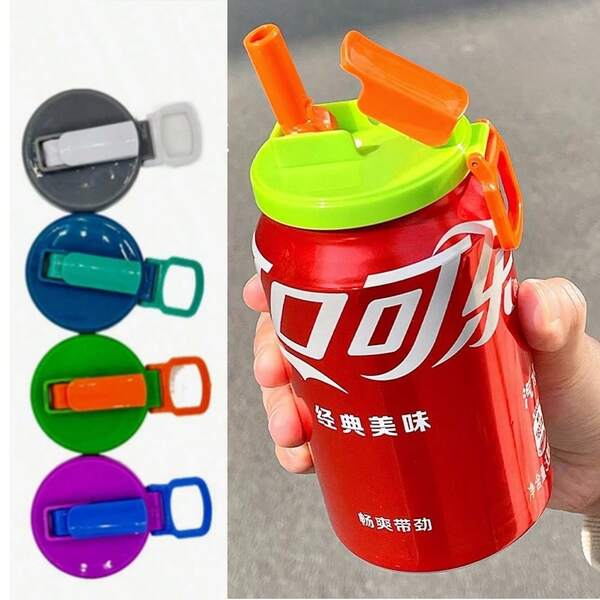 Reusable Can Topper With Straw, 4 Packs Leak-Proof Lids For Soda/Beer/Juice Cans, Silicone Cover