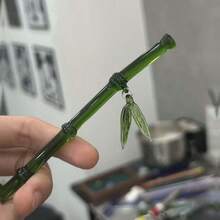 2025 New Chinese Style Green Resin Bamboo Leaf Hairpin For Women Vintage Acrylic Chopstick Hair Accessory - màu xanh lá - Xem 2
