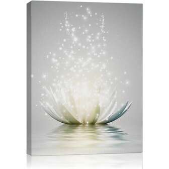 Art Decor Modern For Lotus Flower Canvas Print, Artwork On Canvas, With Pine Wood Frame, For Living Room, Bedroom, Classroom, Bathroom, Restaurant Wall Decor