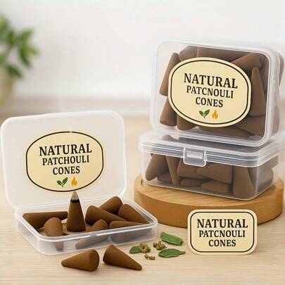 Premium Natural Ambergris Incense Cones, Elegant Boxed, Intense Fragrance, Handmade, Suitable For Bedroom, Home Purification, Meditation, Eliminating Negative Energy, Creating A Atmosphere, Feather-Free Long-Lasting Aroma, Perfect Holiday Decor