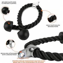 DDCAQIOUA Dispositivo de entrenamiento de tríceps con cuerda de nailon gruesa de doble cabeza, ideal para entrenamientos de cuerpo completo. Este dispositivo robusto y duradero tiene una impresionante capacidad de 250 kilogramos, lo que lo hace ideal para quienes buscan fortalecer glúteos, cintura, piernas y brazos. Un equipo versátil de fitness y deportivo.