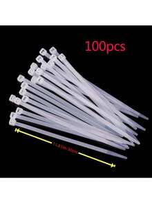 100 件装尼龙自锁扎带白色塑料扎带捆绑线扎带捆扎带