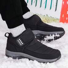 Men's Casual Sports Shoes, Outdoor Hiking Shoes, Winter Warm Hook And Loop Adjustable Elderly Shoes, Winter Warm High-Top Velvet Shoes, Simple And Fashionable, Comfortable Soft Leather Men's Outdoor And Indoor Shoes