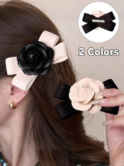 Épingle à cheveux élégante en forme de camélia pour dame, pince à cheveux en cuir PU en forme de camélia tridimensionnelle, accessoires de haute qualité, pince à cheveux latérale, pince à cheveux carrée universelle, pince crocodile multifonctionnelle, pince carrée fine, nécessités de tri des cheveux, à modeler, articles de première nécessité, cadeaux parfaits pour les fêtes, cadeaux d'anniversaire, pinces à griffes