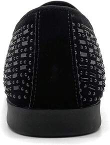 Men's Pointed Toe Rivet Dress Shoes Glitter Modern Metallic Slip On Loafers Plus Size-20256688 - Black01 - View 2