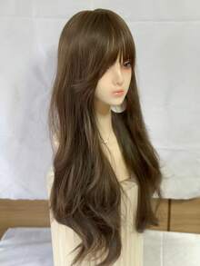 【国内発送・最短翌営業日お届け】前髪ありウェーブルーズカールロングウィッグ 70cm/27in｜ブラウンカラー｜冷たい茶色 ｜クールブラウン｜耐熱フルウィッグ ｜自然 ｜レディース｜ おしゃれ ｜かわいいウィッグ ｜普段使い｜ ミディアムロングウィッグ ｜ストレートウイッグ｜ フルウィッグ ｜通気性 ｜ グラデーション｜ 女性 ｜大人かわいい｜ ファッションウィッグ｜ かつら｜ 20代 30代 40代 50代 ｜バレない 高密度150%、耐熱合成髪、女性用、初心者向け、日常＆パーティー＆コスプレに最適、ローズネットキャップ（調節可能）、スムーズ＆多様なスタイル｜ 夏祭り×花火大会×浴衣ウィッグ - ダークブラウン - チェックする 4