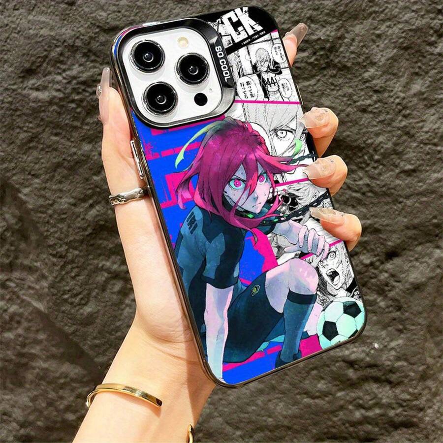 Funda de Teléfono Blue Lock Hyoma a Prueba de Golpes con Cubierta Trasera Mate Compatible con iPhone 16, 15, 14, 13, 12 Mini, 11 Pro Max, 16E, X, XR, XS Max, 8 y 7 Plus - Mezcla de colores - Ver 1