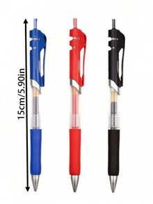 Set de 15 bolígrafos de gel retráctiles con tinta negra/roja/azul de 0.5mm con recambios, útiles de oficina y escolares