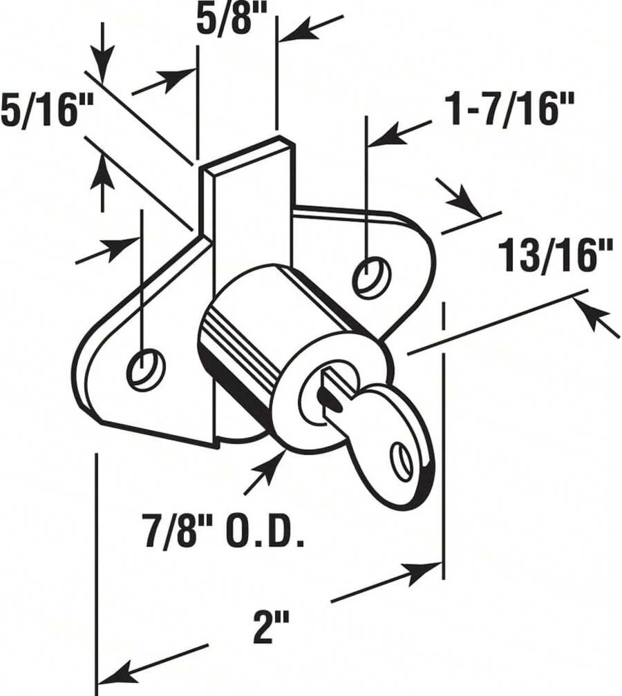 Defender Sécurité U 9947 KA Prime Line U-9947ka Cam Lock, 2 Clés, Moulé Sous Pression En Acier Inoxydable, 7/20,3 Cm