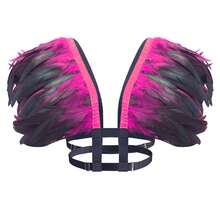 女士人造羽毛披肩，适合女巫、万圣节、狂欢节等场合，可作羽毛斗篷、服装配饰 - 彩色 - 查看 14