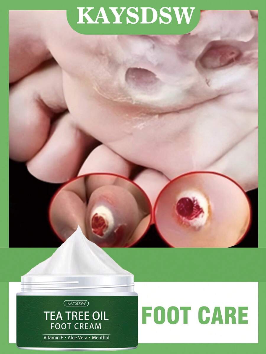 茶树油足霜，蕴含维生素E、芦荟和薄荷醇，滋养双足
