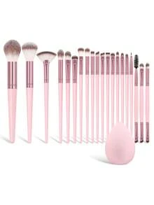 MAANGE 20/21/22/30/40/49pcs Makeup Brush Set, Includes 30pcs Professional Makeup Brushes + 1pc Velvet Makeup Bag + 1pc Facial Cleansing Pad + 1pc Facial Cleansing Bowl, Powder Brush, Blush Brush, Concealer Brush, Contour Brush, Nose Brush, Eye Shadow Brush, Eyebrow Brush, Detail Brush, Great Gift For Women And Girls - Pink - View 12
