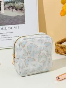 1pc Colorful Butterfly DOPAMINE Cream-Colored Large Capacity Portable Sanitary Napkin Pouch, Menstrual Storage Bag, Cute Cosmetic Organizer, Cream-Colored Versatile Tool Bag. Fashionable Casual Large Capacity Portable Zippered Cosmetic Bag