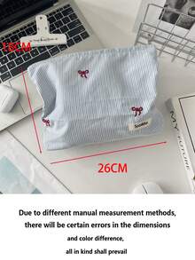 1 件格子蓝色刺绣花卉化妆包，女士口红收纳袋，化妆刷架旅行必备品，适合假期化妆包，化妆收纳旅行包，女士 - 彩色 - 查看 11