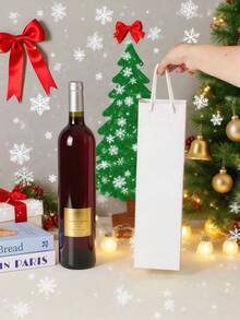 1/4pcs Gift Bag, Wine Packaging Bag, Party Paper Bag With Rope Handle & Thick Cardboard Bottom, Fits 1 Bottle Of Red Wine/Wine, Suitable For Packaging Red Wine, Champagne, Whiskey, Vodka, For Christmas, Halloween, Thanksgiving, Birthday Party, New Year - Multicolor - View 6