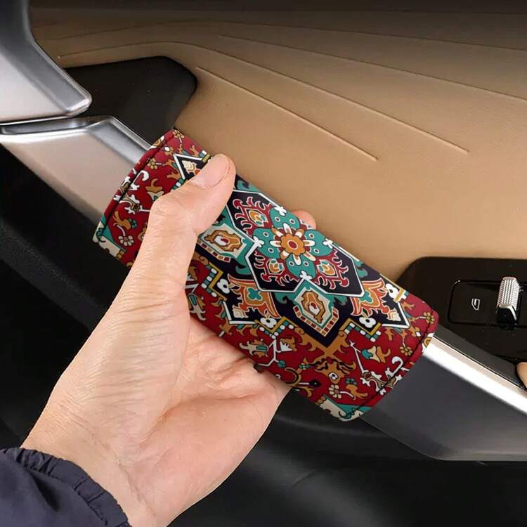 2 件汽车把手套、红色波西米亚风格软质汽车把手保护套、防滑车门把手套、车顶保护套、汽车内饰配件装饰、行李箱把手套、汽车配件 - 均碼 - 查看 2