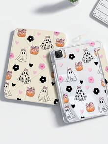 The Beautiful And Cute Cartoon Ghost Pumpkin Heart Flower Double-Sided Painted Acrylic Transparent Crystal Back Cover Is Shockproof And Suitable For IPad 7th Generation, 8th Generation (10.2 Inches), And 10th Generation. It Has A Built-In Pen Slot And Supports Sleep And Wake-Up Functions/Multiple Folding Stand Methods. These Are Halloween Festival Gifts And New Year Gifts