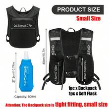 Small Running Backpacks(Small Size), Hydrtaion Vest With 500ML Soft Flask, Lightweight Hydration Pack Functional Running Vest 5L,Camel Hydration Backpack,Water Backpack,Hydration Vest(Backpack With 500ML Soft Flask) Sport Bag For Sports For Fitness For Exercise Large Capacity Travel Bag For Vacation For Women For Men Travel Essential Durable For Running For Hiking - Black Backpack + 500ml Water Bottle - View 2