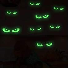 1/2/3 juego(s) de pegatinas de ojos de ventana de Halloween que brillan en la oscuridad, pegatinas fluorescentes desprendibles para paredes y ventanas, pegatinas brillantes espeluznantes para hogares, escaleras, espejos y decoraciones de fiesta, luz verde/roja/azul - Multicolor - Ver 4