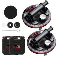 2x 8'' Saugheber 300KG Vakuumheber Saugnapf Hebefenster Glassauger mit Koffer Saugnäpfe Fliesenheber mit Ergonomischen & Stabilen Griff für Transport von Glasscheibe Terrassenplatten Laminat Glas