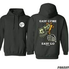 Rest Easy Hoodie - Easy Come Easy Go Skeleton Design Black Casual Wear Comfortable Sweatshirt For Men & Gift For Women Printed Unisex Soft And Warm Classic Fit High Visibility Green - 白色 - 查看 4