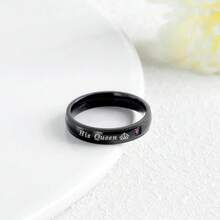 1 Pc Fashion Couple Rings For Lover's Her King His Queen Letter Rings Fashion Rhinestones Artificial Zirconia Crown Rings Romantic Anniversary Wedding Band - His Queen - View 3