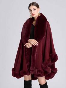 Elegant 1pc Ladies' Multicolored Faux Cashmere & Collar Knitted Cape Shawl, Windproof & Sunproof, Warm And Soft, Suitable For Daily Wear, Party, Festival, Banquet - Black - View 19