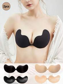 2 件装隐形无肩带聚拢文胸，低背露背文胸 - 适合搭配连衣裙、婚纱、日常穿着 - 彩色 - 查看 2