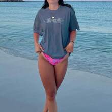 Women's Tops Letter Tee Graphic T-Shirts, Women Teens Oversized Graphic Tee Shirts Y2k Short Sleeve Floral Aesthetic Tshirt Top Summer Cute Preppy Clothes-For Women, Holiday, Vacation,Daily Casual Fashion And Versatility. - 夏季上衣 深灰色 - 查看 5