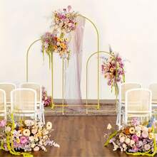 2Pack Metal Arch Backdrop Stand(7.2FT/6FT), Decorative Balloon Arch Stand, Easy Assembly Gold Wedding Arch, Stable Backdrop Arch Stand For Wedding Ceremony, Birthday Party, Baby Shower - 金色 - 查看 7