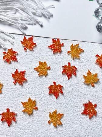80PCS Mixed 3D Autumn Winter Printed Maple Leaf Nail Charms, Realistic 3D Fall Maple Leaf Resin Handmade Nail Art Decorations Stud Earrings Small Accessories Batch, For DIY Home Nail Art, Professional Nail Salon, Multi-Use, Multi-Scene Nail Supplies Nail Gems Fake Nails Press On Nails
