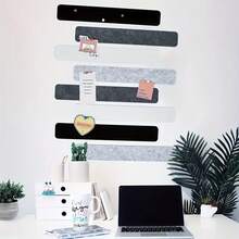 8 件毛毡公告板条，自粘式钉板条无框墙壁备忘条，带 35 个图钉，适用于办公室教室家庭展示留言板 - 彩色 - 查看 8