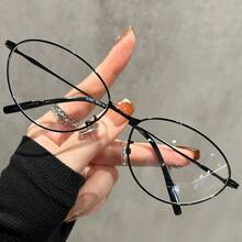 1 Pair Of Korean Style Cat Eye Glasses - Lightweight Metal Frame, Simple Fashion Design, Non-Prescription Women's Fashion Glasses, Suitable For Casual And Formal Outfits, Daily Wear, Elegant Appearance, Durable Material,  Frame, Style Sense Exclusive For Women - 銀色邊框 - 查看 2