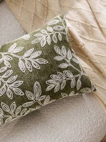 غطاء وسادة مطرز بورقة خضراء، مناسب للديكور الداخلي، غطاء وسادة لجميع المواسم، لا يشمل إدراج الوسادة - أخضر - مشاهدة 6