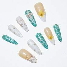 New Craft Almond-Shaped Handmade Armor 3D Three-Dimensional Ocean Sunshine Scent Sweet Flowers Marine Life Starfish Pearl Shells Suitable For All Women And Girls Daily Matching Gifts - sao biển - Xem 5