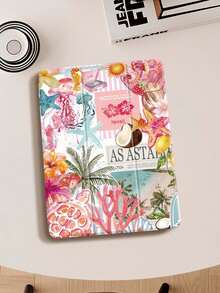 椰子、棕榈树、芙蓉花图案保护套，兼容 iPad (A16) 第 11 代 11 英寸 (2025)、Apple iPad Air 11 (2025)、iPad 第 10 代 10.9 英寸 (2022)，带 Apple Pencil 插槽、三折支架、自动唤醒/睡眠功能，是返校、情人节、节日送礼佳品。