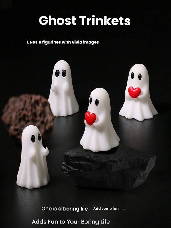 1 pièce à 12 pièces Décoration vintage d'ornement de fantôme d'Halloween en résine. Statue de fantôme de bureau pour la décoration de la maison, du bureau, de la pièce. Décoration d'ambiance effrayante pour la fête d'Halloween, la décoration d'automne. Accessoires cadeaux pour la décoration d'Halloween