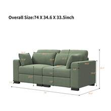 Multi Person Combination Sofa,Highly Resilient Sponge,Solid Wooden Frame,Single Seater Sofa,Storage Bench,Corduroy Sectional For Living Room,Anti-Scratching - Màu xanh Ô liu - Xem 7