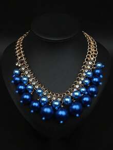 1件欧美时尚水晶串珠吊坠项链，适合宴会、活动、节日佩戴 - 串珠吊墜項鍊 - 查看 10