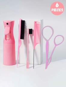 7pcs/6pcs Kids Hair Comb And Spray Bottle Set (6.8oz/200ml), Continuous Fine Mist Spray Bottle, Suitable For Adults And Girls Hair, Fun Combs, Rat Tail Comb, Edge Comb, Perfect For Hair Styling And Barbers - Multicolor - View 9