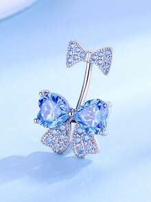 1 قطعة من خاتم السرة المصنوع من الفولاذ المقاوم للصدأ 316 بشكل فراشة وزركونيا وردية، مجوهرات ثقب الجسم لطيفة وناعمة للارتداء اليومي متعددة الألوان