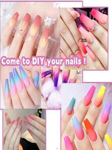 40 Colors Nail Paint Powder, Professional Nail Paint Powder Palette With Neon Shades For Gradient, Ombre And Bold Manicure, Nail Art Supplies For Home And Salon DIY - 彩色 - 查看 3