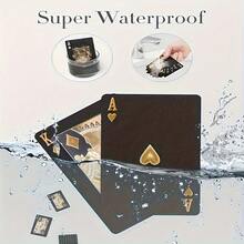 Waterproof Black Playing Cards With Golden Spade Design - Durable Plastic Playing Cards, Packed In A Protective Box, Perfect For Parties, Halloween, Thanksgiving, And Christmas Gifts, Poker Night Essentials | Fashionable Playing Cards | Protective Card Sleeves - Black - View 4