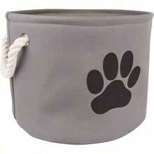 Bone Dry - Contenedor de almacenamiento de juguetes y accesorios para mascotas DII, cesta organizadora plegable para decoración del hogar, juguetes para mascotas, mantas, correas y comida, Paw Gris, rectangular Chico - Pata gris - Ver 10