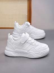 Zapatillas casuales blancas unisex para niños/jóvenes, zapatos de lona para niños, zapatos deportivos para estudiantes, zapatos para correr transpirables para exteriores, antideslizantes, adecuados para todas las estaciones