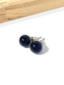 1 Pair 8mm Round Natural Stone Stud Earrings, Elegant & Fashionable Jewelry For Women - 8mm Natural Stone Earrings - View 26