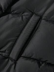 SOLOCOTE 少女长袖连帽拉链口袋羽绒服，加厚冬季休闲外套，适合圣诞派对