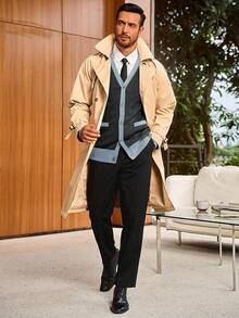 Men's Long Sleeve Button Down Knitted Cardigan Sweater With Pockets, Casual Style - Dark Grey - View 5