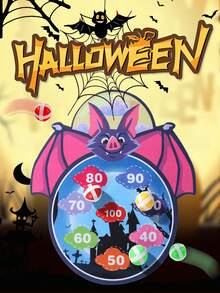 Halloween Kids Sticky Ball Target Game Set, Cartoon Pattern Fabric Dart Sticky Ball, Throwing Interactive Game, Family Multiplayer Competition, School Sports Game Props, Boys Girls Halloween Gift, Halloween Party Toy (1 Hook + 3 Sticky Balls Included)