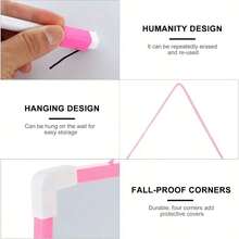 1 件多功能双面白板，配有配色笔和磁性钉子 - 耐用 PVC，节省空间的悬挂设计，适合办公室和家庭使用，易于涂鸦和整理笔记，办公室组织 | 现代白板 | PVC 白板，家用白板